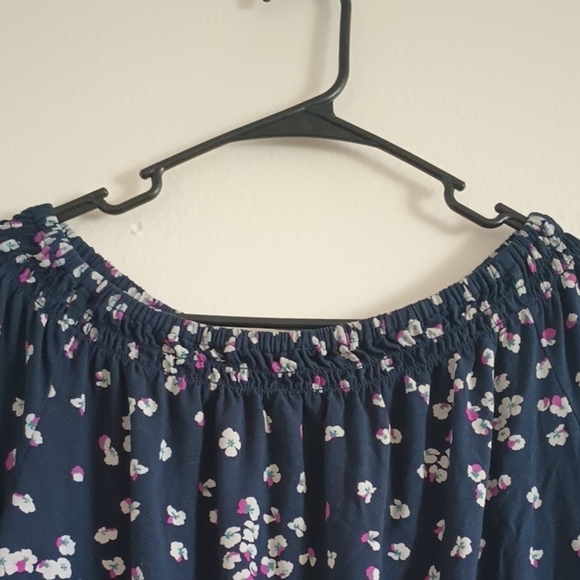 J. Jill Floral Womens Blouse Wearever Collection Sz Petite Medium Off-Shoulder - Picture 4 of 6